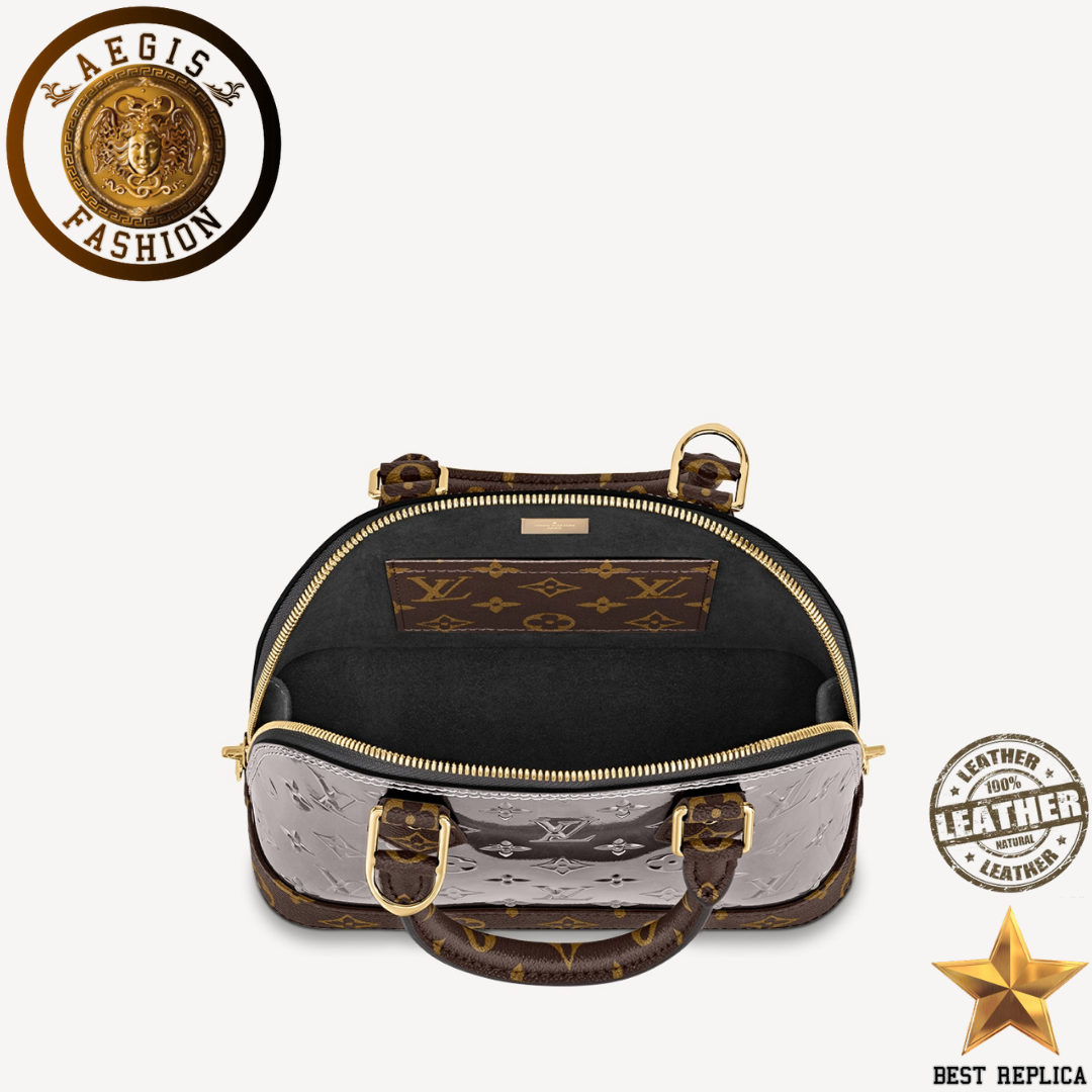 Replica-2020-louis-vuitton-alma-bb-monogram-vernis-leather-metallic-taupe-grey-handbag-aegis-fashion