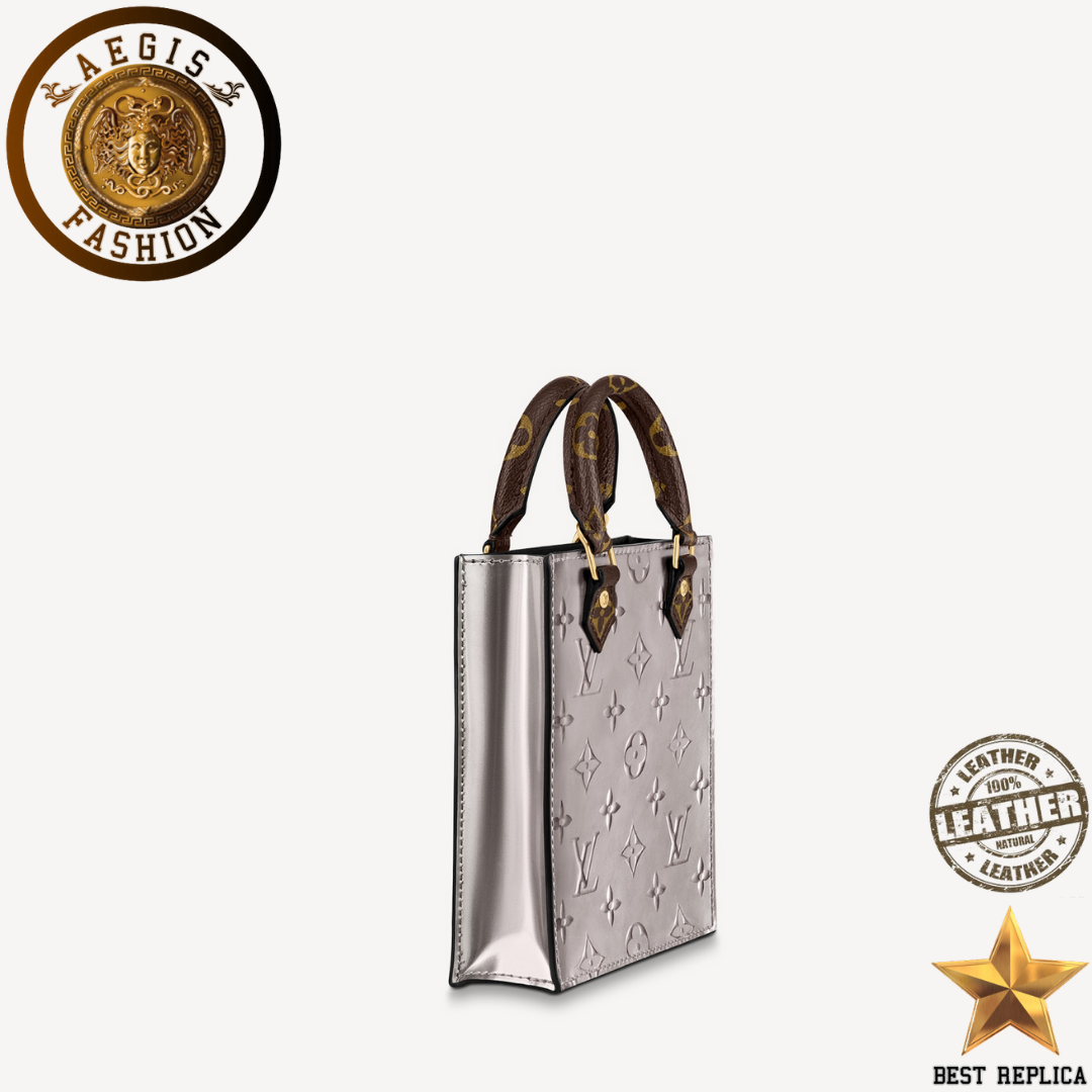 Replica-2020-louis-vuitton-petit-sac-plat-monogram-vernis-leather-metallic-taupe-grey-handbag-Aegis-fashion