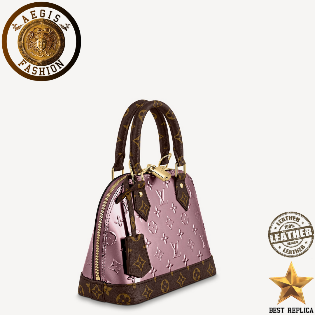 Replica-2020-louis-vuitton-alma-bb-monogram-vernis-leather-metallic-pale-pink-handbag-Aegis-fashion