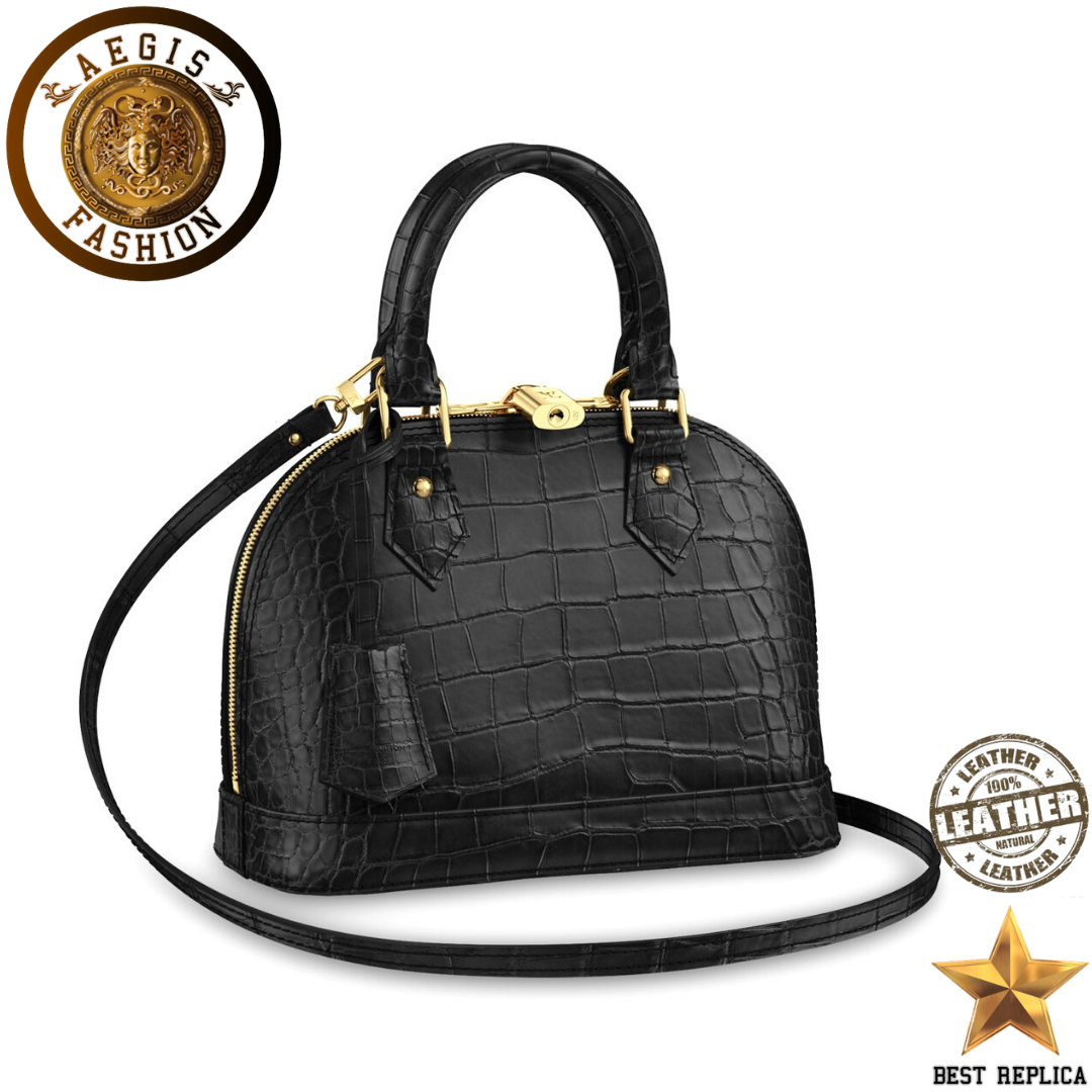 replica-louis-vuitton-alma-bb-crocodilien-mat-taupe-matte-black-handbag-aegis-fasion