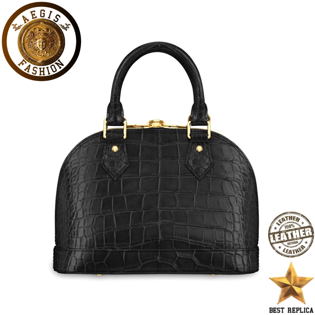 replica-louis-vuitton-alma-bb-crocodilien-mat-taupe-matte-black-handbag-aegis-fasion