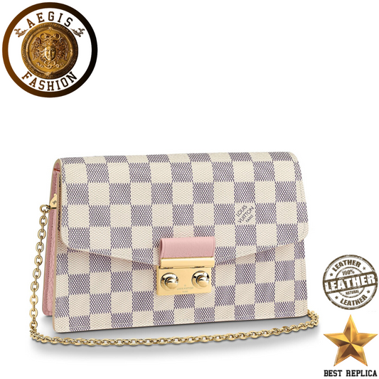 replica-louis-vuitton-croisette-chain-damier-azur-canvas-rose-ballerine-pink-wallet-aegis-fashion