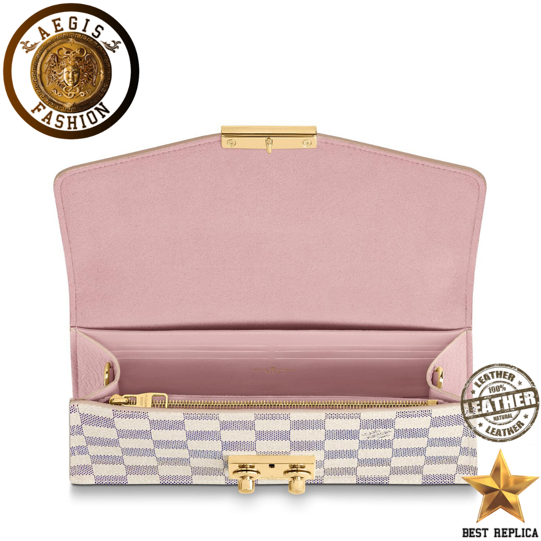 replica-louis-vuitton-croisette-chain-damier-azur-canvas-rose-ballerine-pink-wallet-aegis-fashion