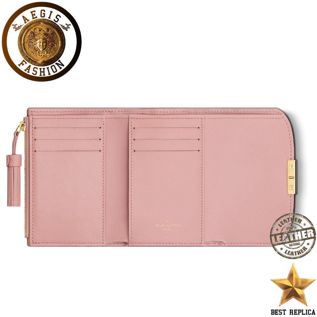 replica-louis-vuitton-croisette-compact-damier-ebene-canvas-magnolia-pink-wallet-aegis-fashion