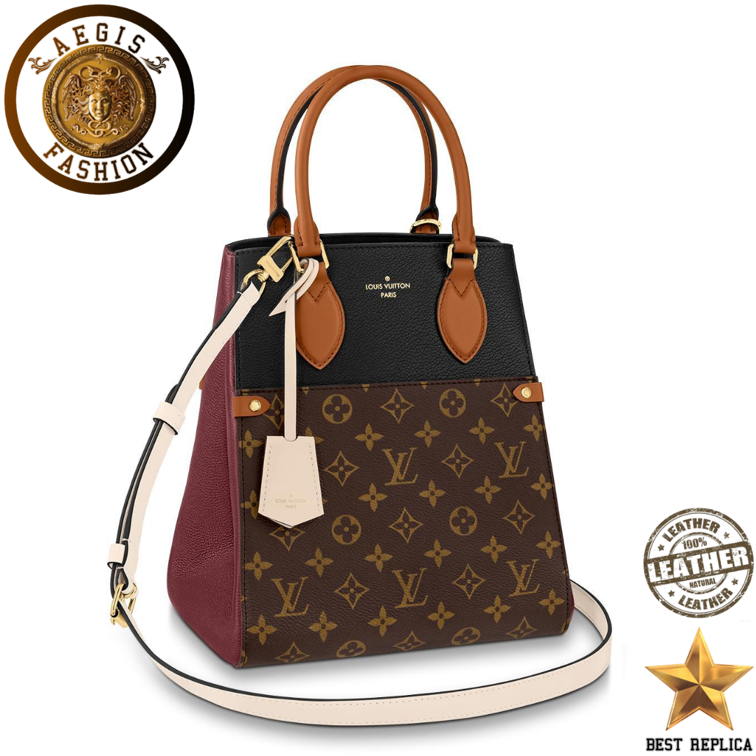 replica-louis-vuitton-fold-tote-mm-monogram-canvas-black-wine-red-and-cream-and-leather-handbag-aegis-fashion