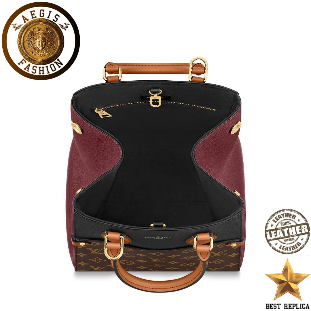 replica-louis-vuitton-fold-tote-mm-monogram-canvas-black-wine-red-and-cream-and-leather-handbag-aegis-fashion