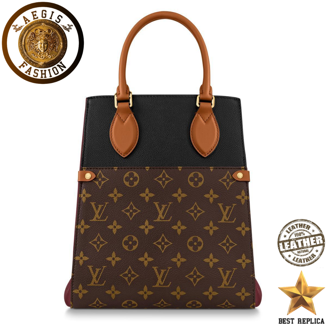 replica-louis-vuitton-fold-tote-mm-monogram-canvas-black-wine-red-and-cream-and-leather-handbag-aegis-fashion