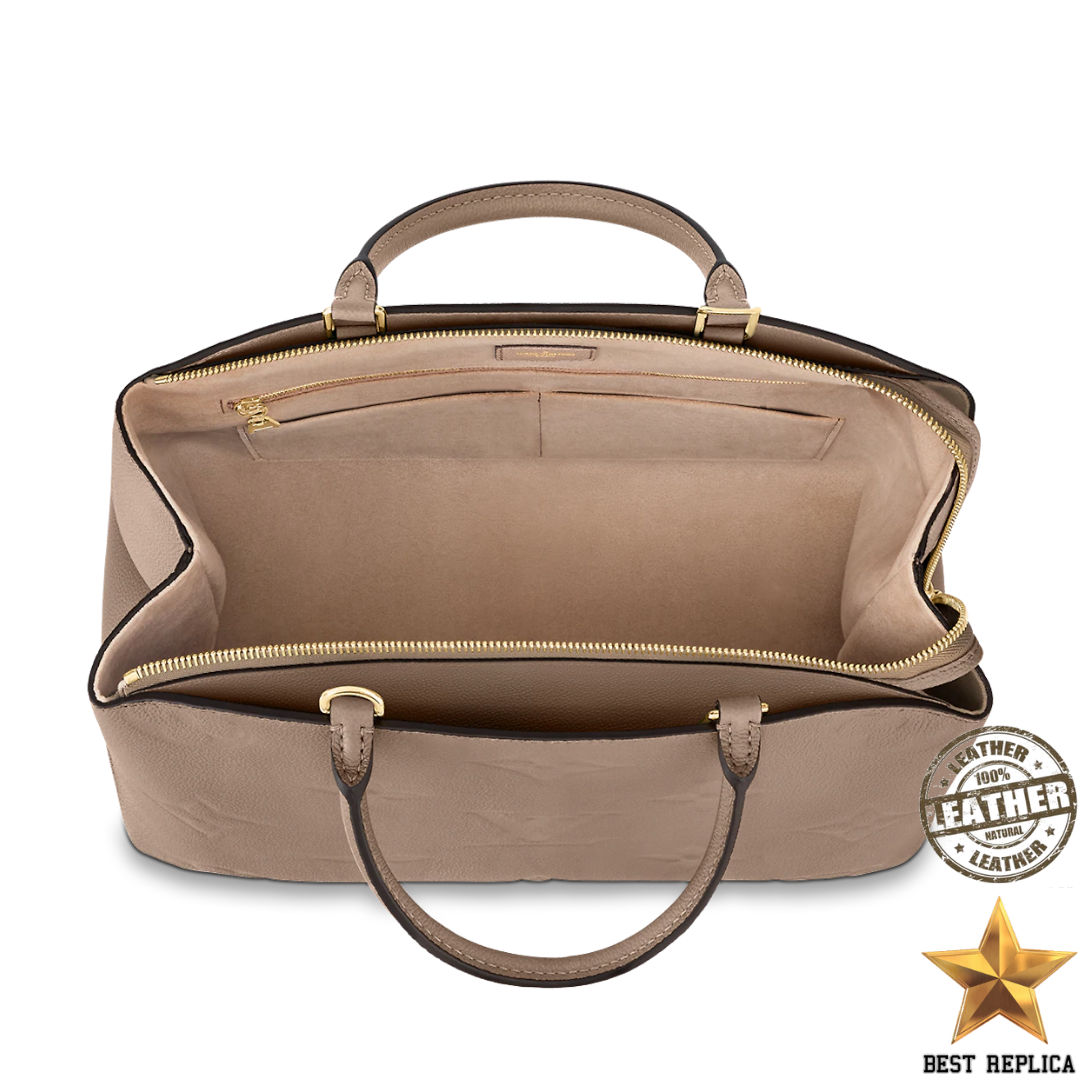 replica-louis-vuitton-m45833-grand-palais-tourterelle-gray-monogram-empreinte-handbag-aegis-luxury