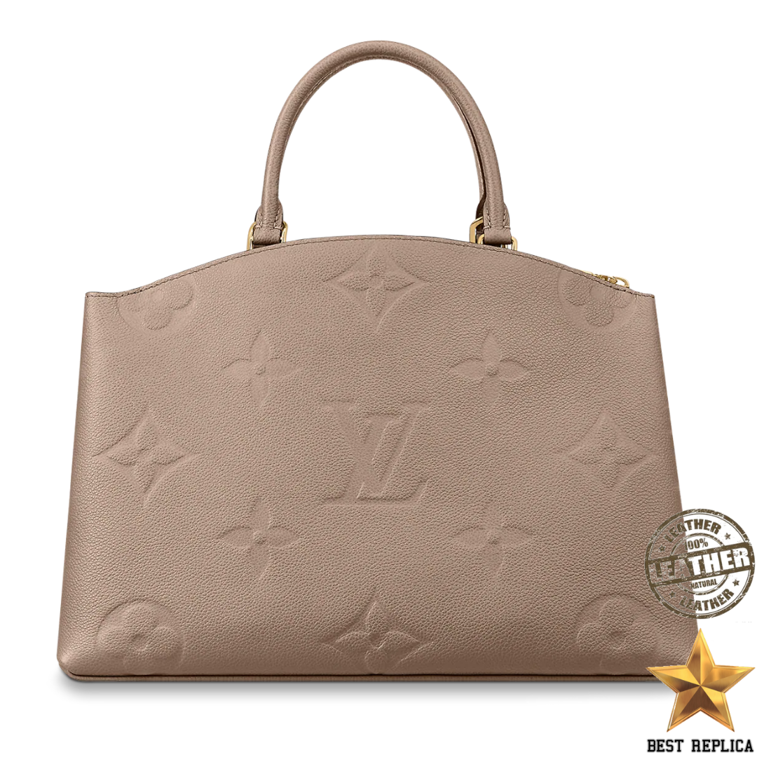 replica-louis-vuitton-m45833-grand-palais-tourterelle-gray-monogram-empreinte-handbag-aegis-luxury