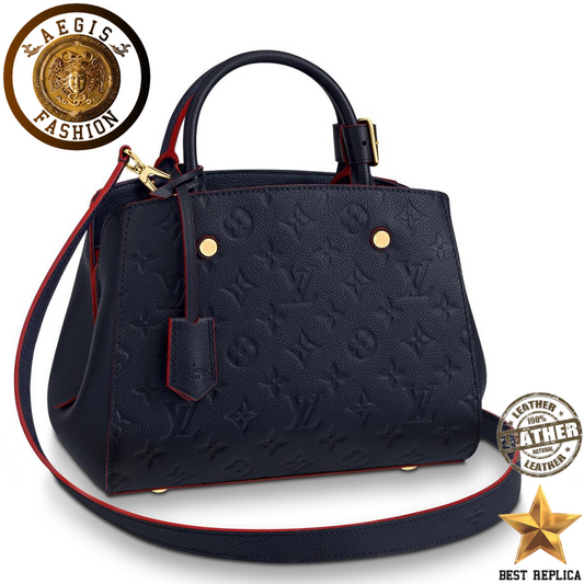 replica-louis-vuitton-montaigne-bb-monogram-empreinte-navy-blue-red-handbag-aegis-fashion