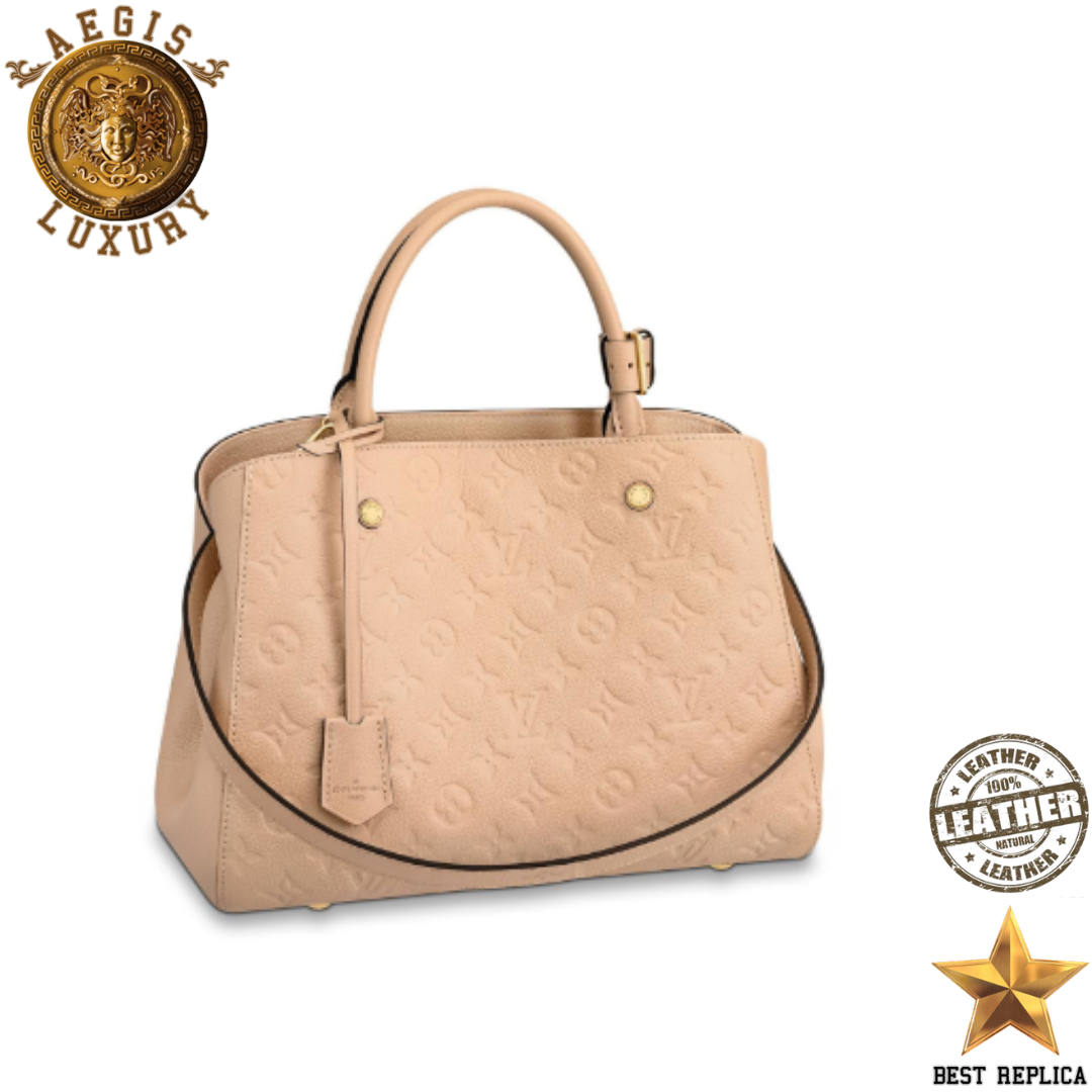 replica-louis-vuitton-montaigne-mm-monogram-empreinte-leather-beige-rose-aegis-fashion