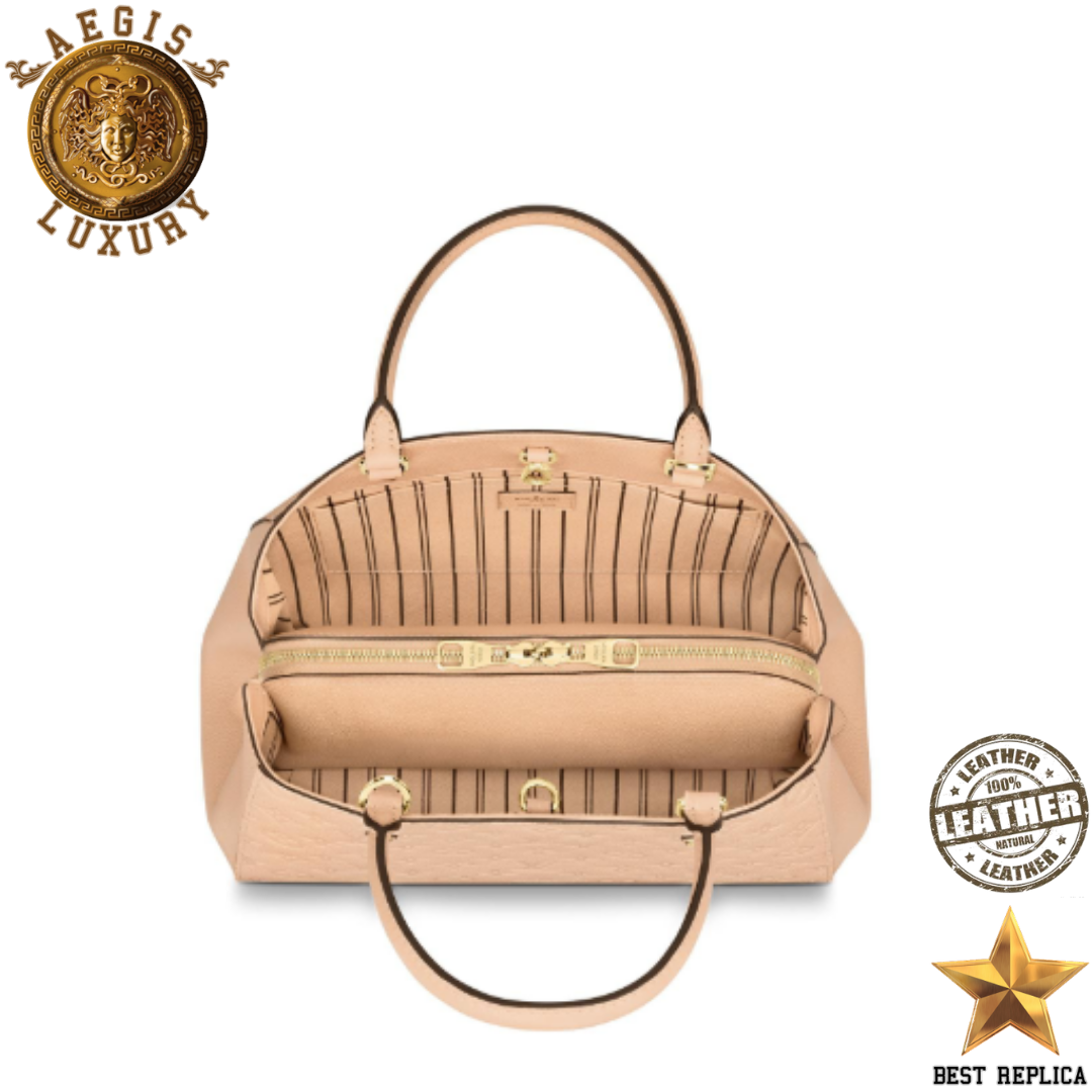 replica-louis-vuitton-montaigne-mm-monogram-empreinte-leather-beige-rose-aegis-fashion