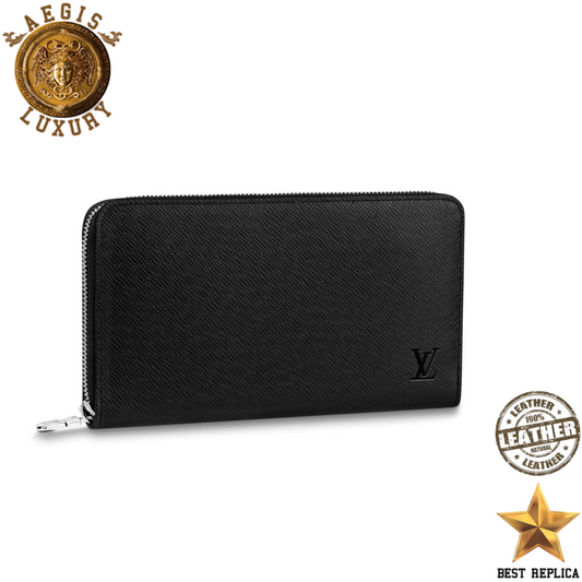 replica-louis-vuitton-taiga-leather-black-zippy-wallet-aegis-fashion