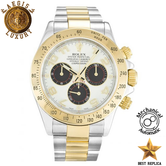 replica-rolex-cosmograph-daytona-white-and-black-dial-two-tone-silver-and-gold-yellow-stainless-steel-bracelet-aegis-fashion