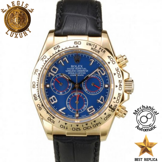 replica-rolex-daytona-yellow-gold-bezel-blue-dial-yellow-gold-case-black-leather-strap-aegis-fashion