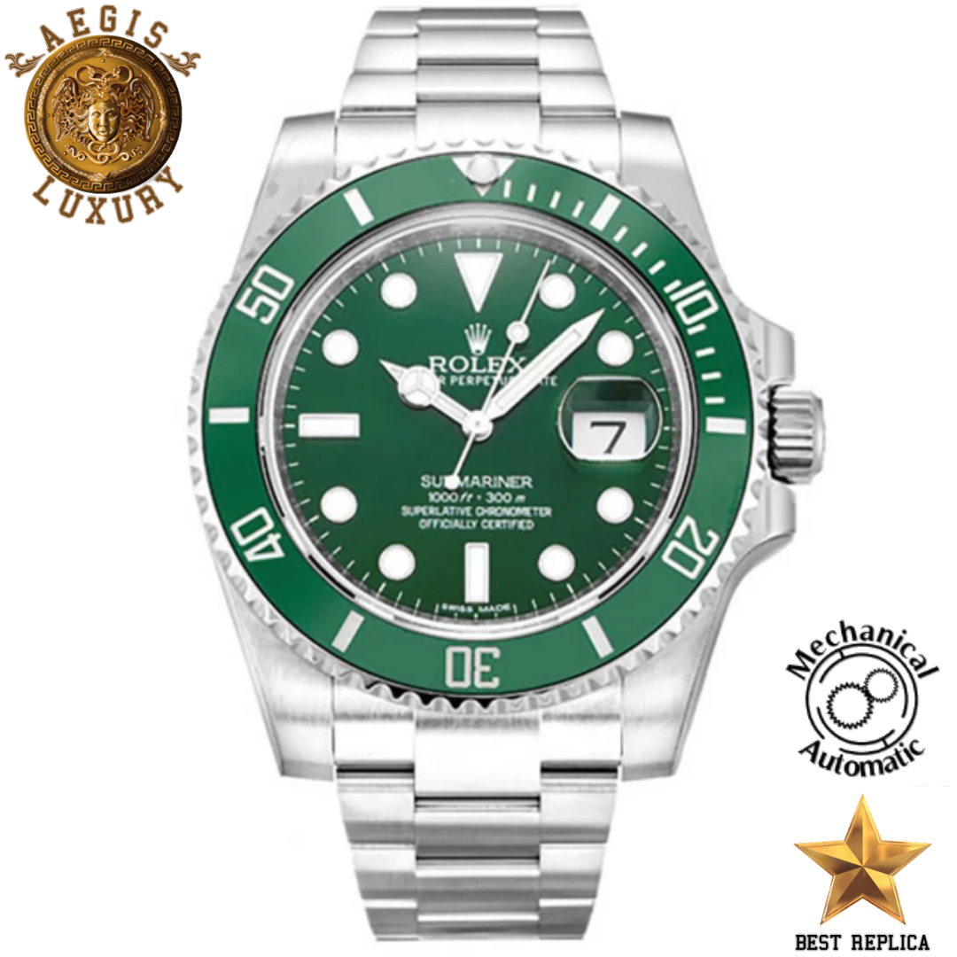 replica-rolex-oyster-perpetual-submariner-green-dial-116610lv-aegis-fashion