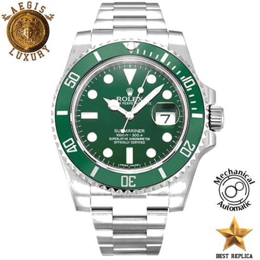 replica-rolex-oyster-perpetual-submariner-green-dial-116610lv-aegis-fashion