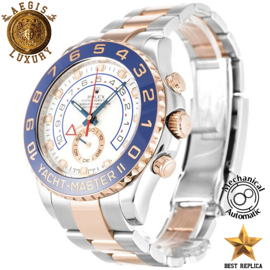 replica-rolex-yacht-master-ii-white-baton-dial-blue-bezel-silver-gold-steel-case-and-bracelet-aegis-fashion