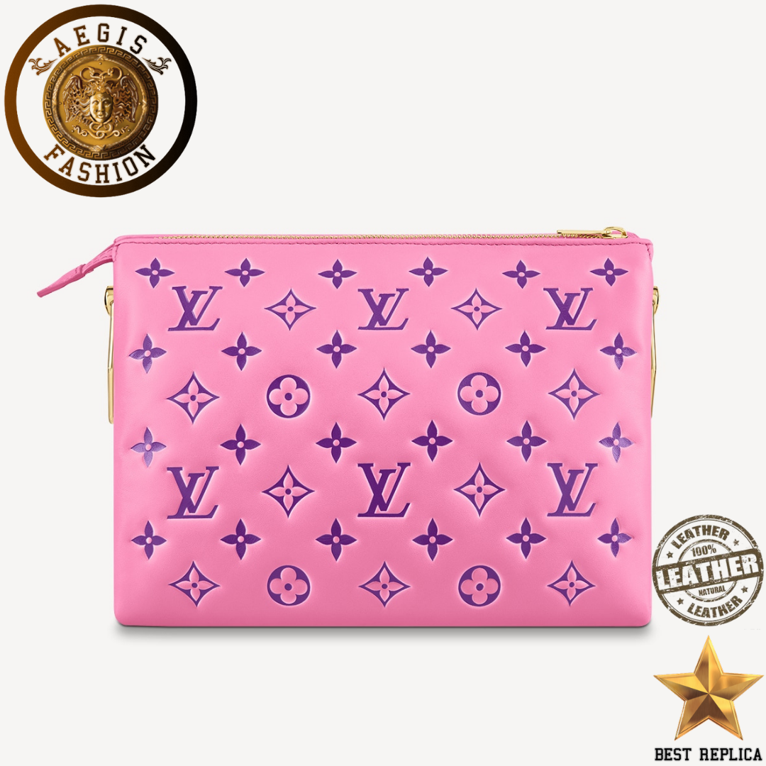replica pink leather louis vuitton coussin pm designer handbag buvola