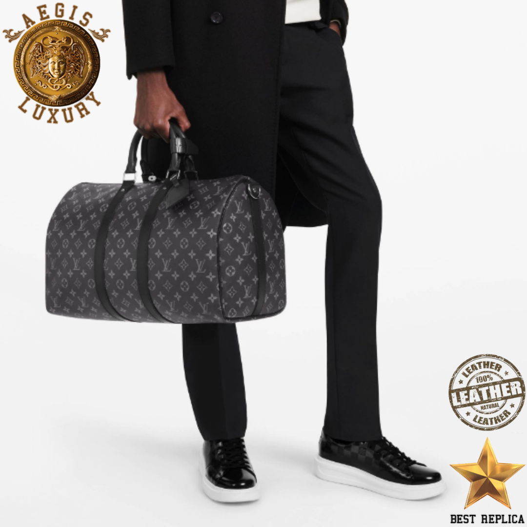 replica monogram eclipse louis vuitton keepall bandouliere 45 iconic luxury travel accessory buvola