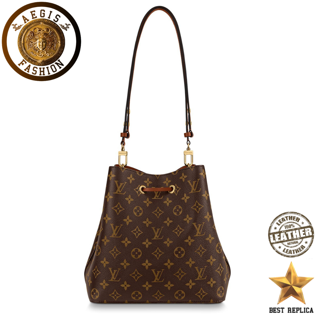 replica monogram canvas caramel brown louis vuitton neonoe high end handbag buvola