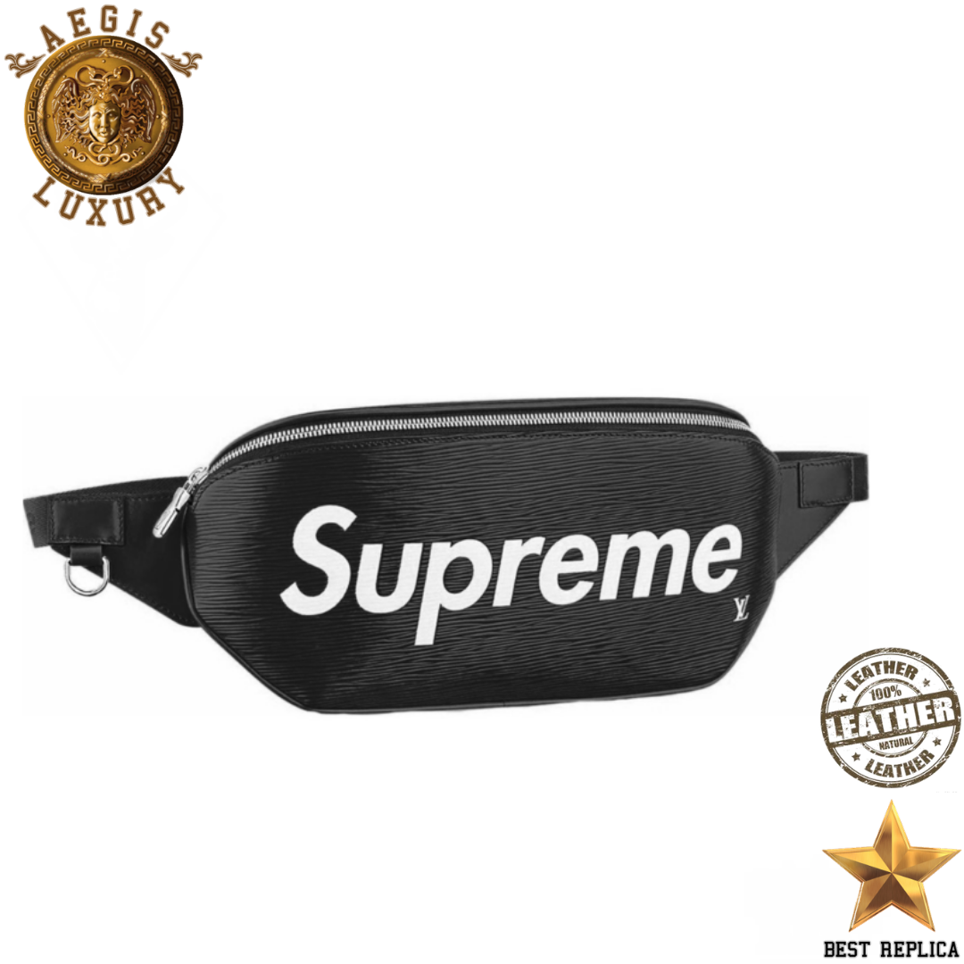 replica louis vuitton supreme bumbag black epi leather luxury designer belt bag buvola