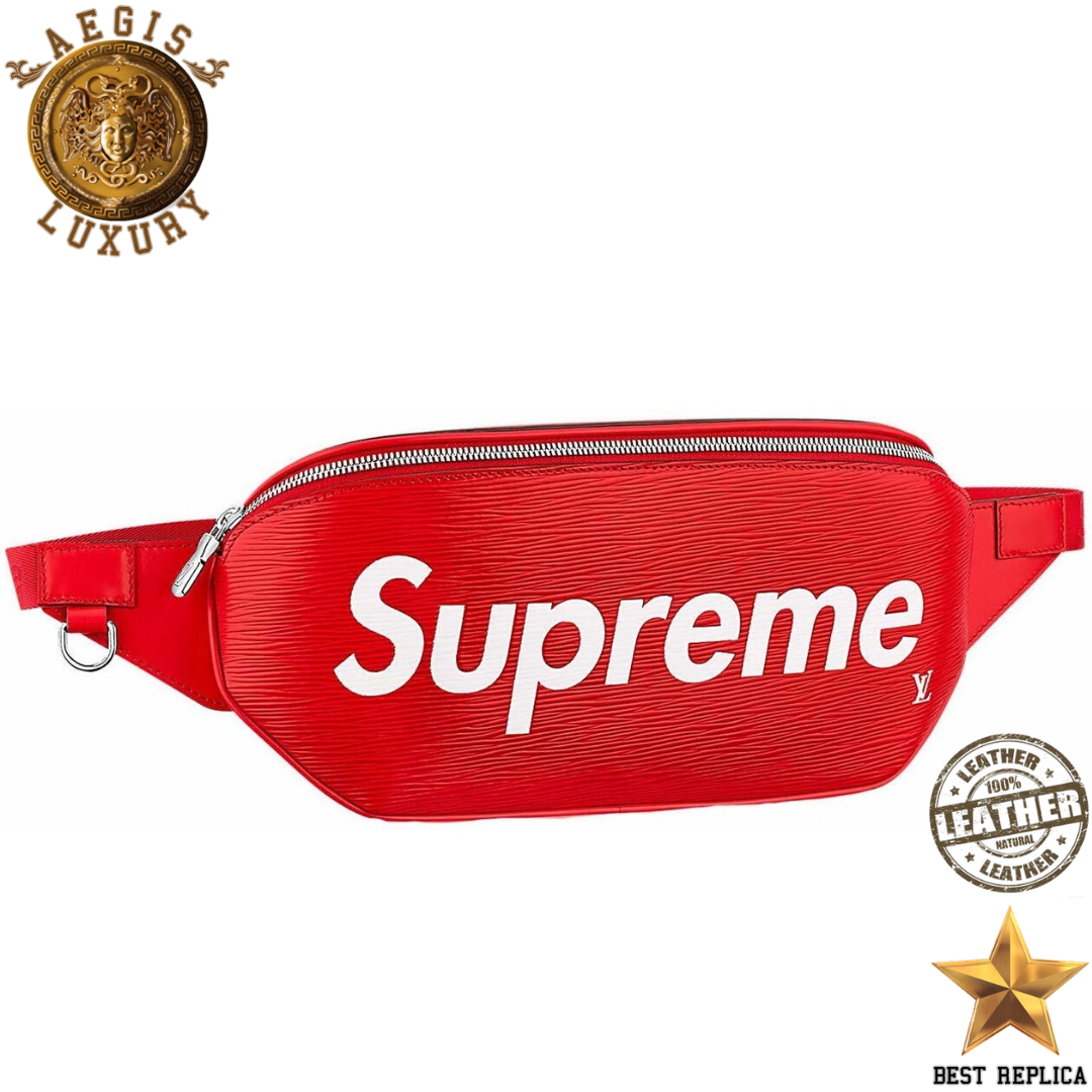 replica louis vuitton supreme bumbag red epi leather luxury designer belt bag buvola