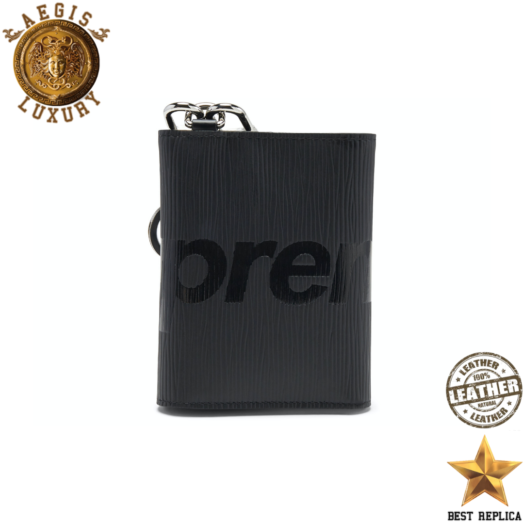 replica louis vuitton supreme chain wallet black premium designer everyday bag buvola