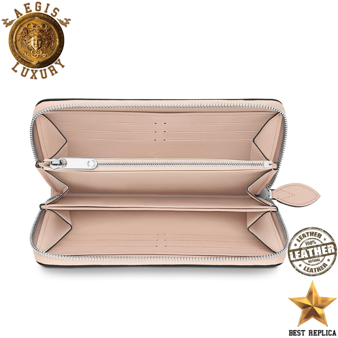 replica louis vuitton zippy wallet mahina magnolia pink premium designer everyday wallet buvola