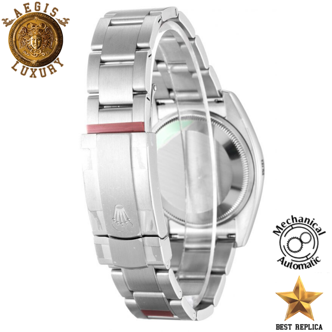 replica rolex air king silver stainless steel luxury watch side profile
