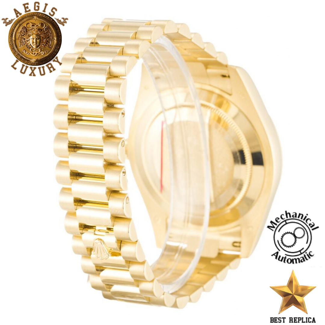 replica rolex day date ii yellow gold stainless steel luxury watch side profile