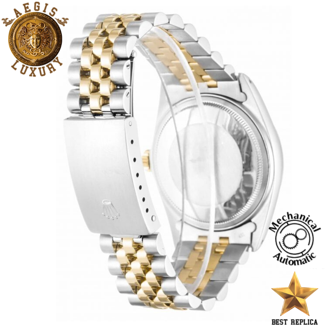 replica rolex oyster perpetual datejust two tone stainless steel jubilee luxury watch side profile