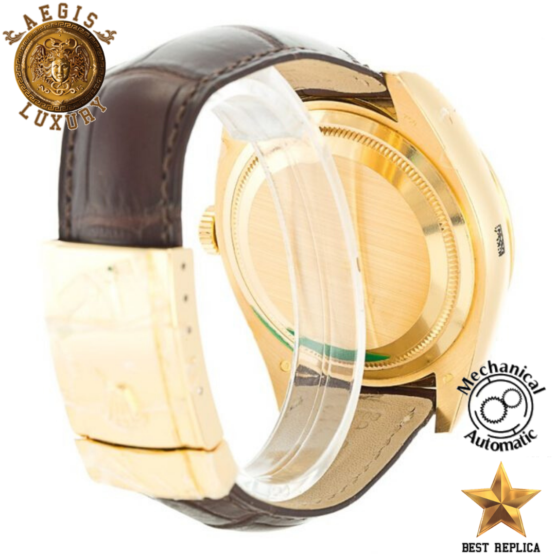 replica rolex sky dweller gold luxury watch buvola