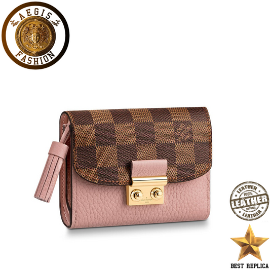 replica-louis-vuitton-croisette-compact-damier-ebene-canvas-magnolia-pink-wallet-aegis-fashion