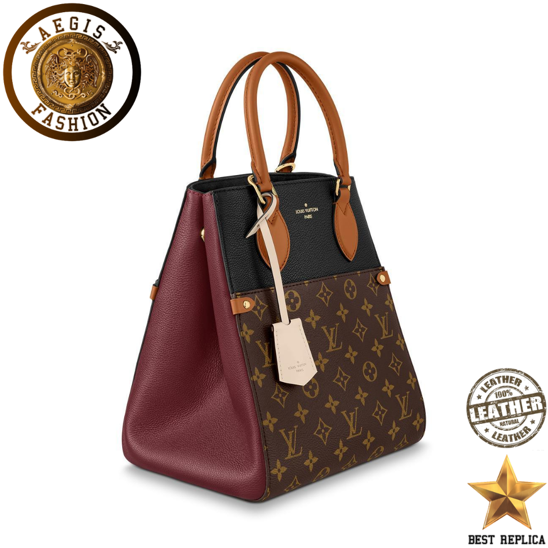 replica-louis-vuitton-fold-tote-mm-monogram-canvas-black-wine-red-and-cream-and-leather-handbag-aegis-fashion