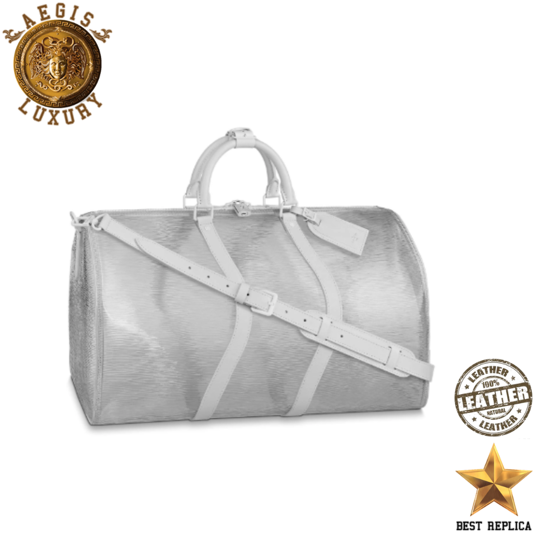 replica-louis-vuitton-keepall-bandouliere-50-highly-resistant-pvc-white-color-hardware-bag-aegis-fashion