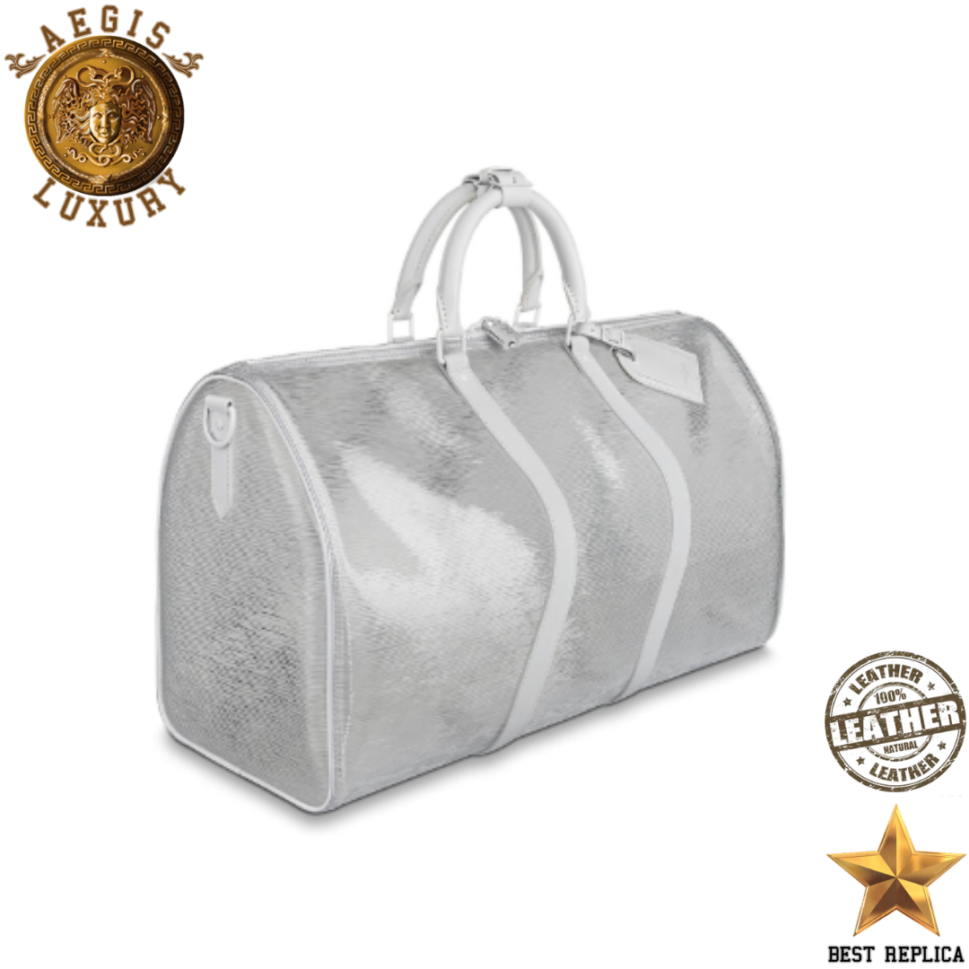 replica-louis-vuitton-keepall-bandouliere-50-highly-resistant-pvc-white-color-hardware-bag-aegis-fashion