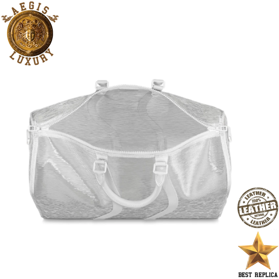 replica-louis-vuitton-keepall-bandouliere-50-highly-resistant-pvc-white-color-hardware-bag-aegis-fashion