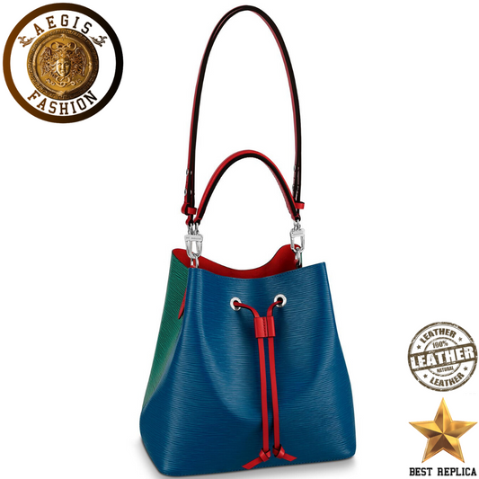 replica-louis-vuitton-neonoe-mm-bucket-epi-leather-bleu-roi-blue-emeraude-green-scarlet-red-handbag-aegis-fashion