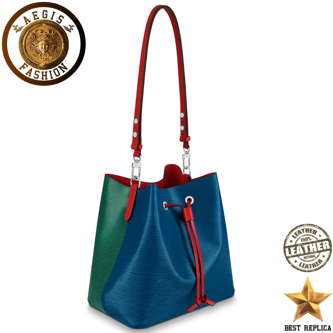 replica-louis-vuitton-neonoe-mm-bucket-epi-leather-bleu-roi-blue-emeraude-green-scarlet-red-handbag-aegis-fashion