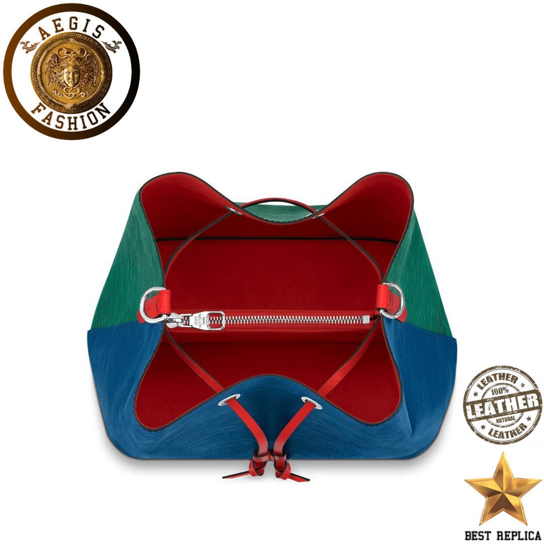 replica-louis-vuitton-neonoe-mm-bucket-epi-leather-bleu-roi-blue-emeraude-green-scarlet-red-handbag-aegis-fashion