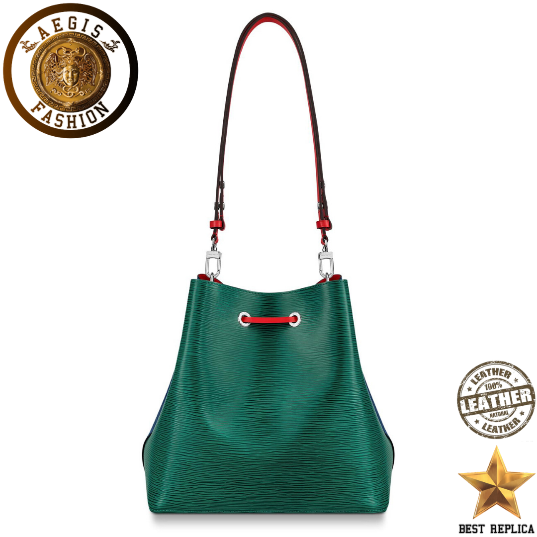 replica-louis-vuitton-neonoe-mm-bucket-epi-leather-bleu-roi-blue-emeraude-green-scarlet-red-handbag-aegis-fashion