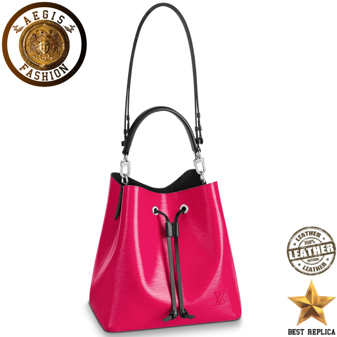 replica-louis-vuitton-neonoe-mm-bucket-epi-leather-grenade-pink-and-black-handbag-aegis-fashion