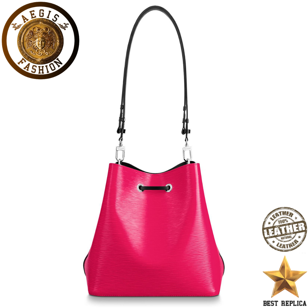 replica-louis-vuitton-neonoe-mm-bucket-epi-leather-grenade-pink-and-black-handbag-aegis-fashion