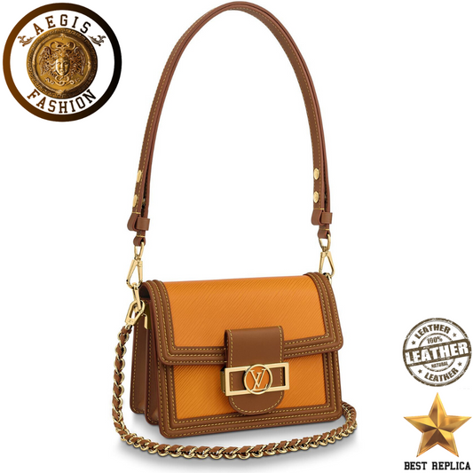 replica-new-this-season-louis-vuitton-mini-dauphine-epi-leather-saffron-yellow-handbag-aegis-fashion