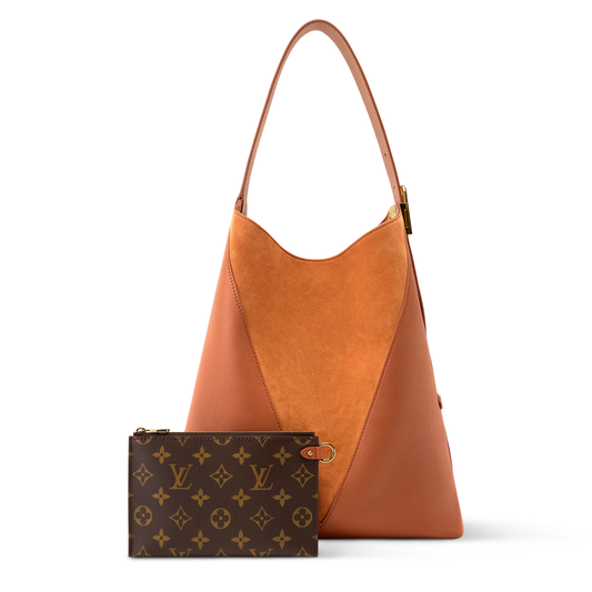replica louis vuitton hobo mm bag cognac brown buvola premium front view