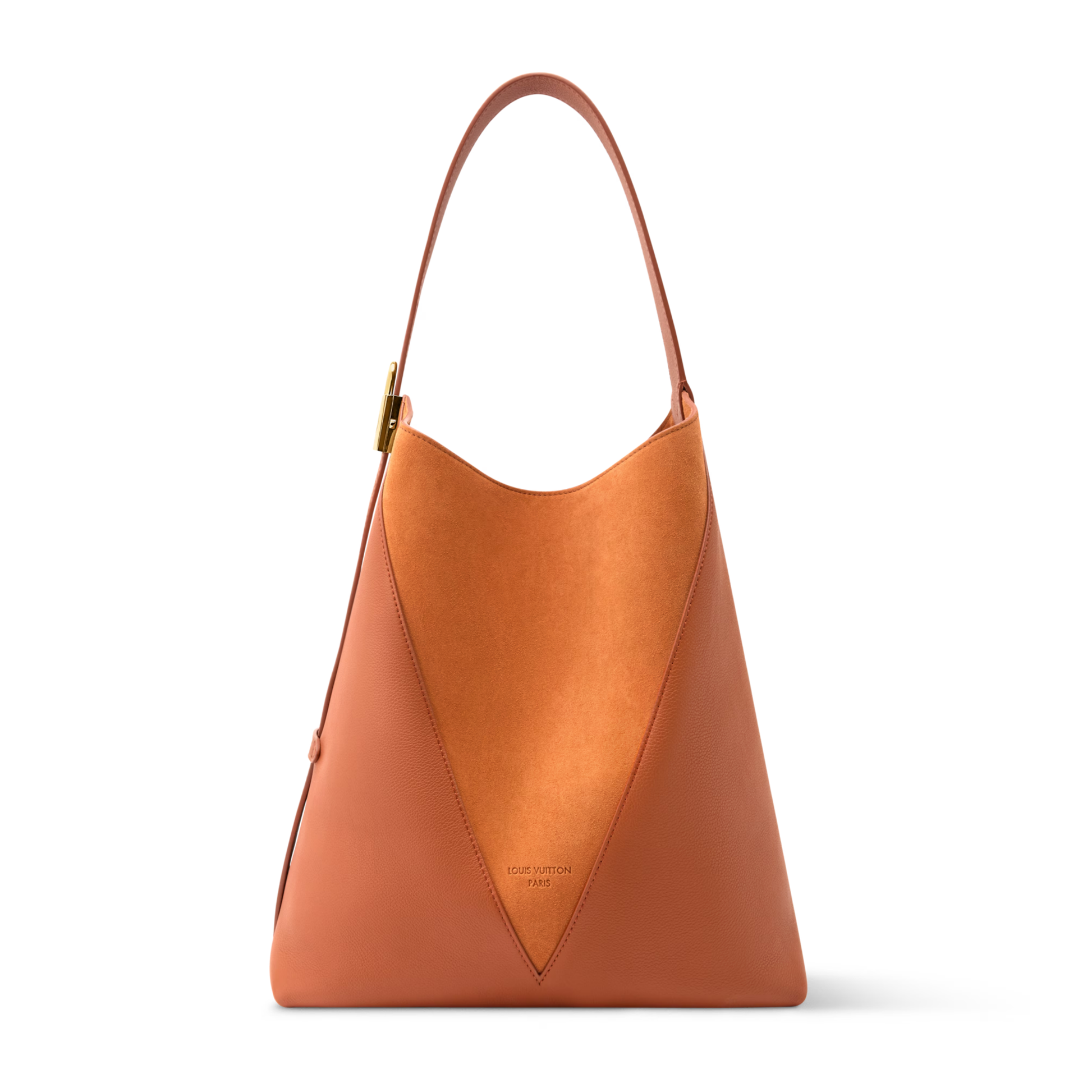 replica louis vuitton hobo mm bag cognac brown buvola side angle elegant silhouette
