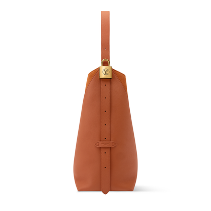 replica louis vuitton hobo mm bag cognac brown buvola side angle elegant silhouette