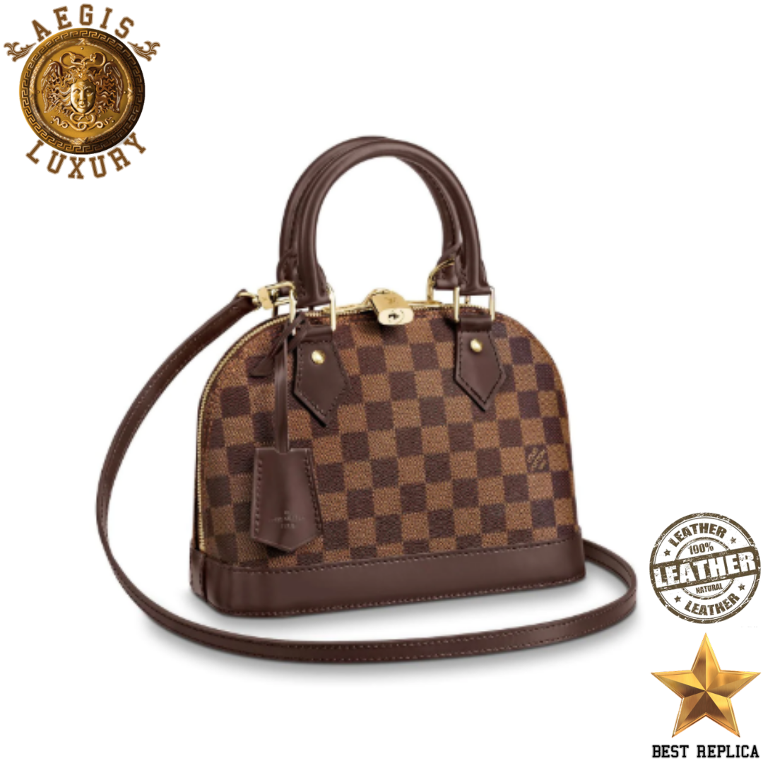 replica louis vuitton alma bb damier ebene luxury designer mini handbag buvola