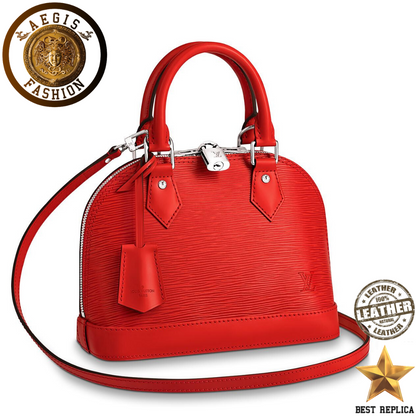 replica louis vuitton alma bb epi leather coquelicot red luxury designer mini handbag buvola